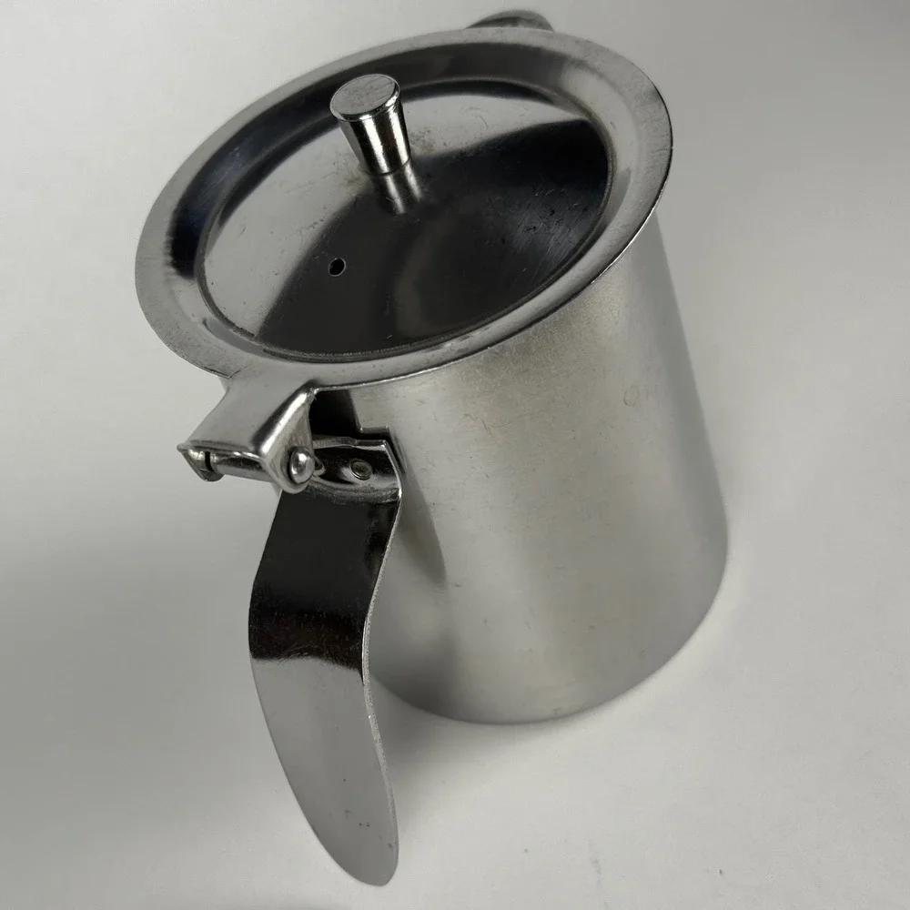 Vintage SERCO Japan Stainless Steel Creamer Syrup Dispenser Hinged Lid